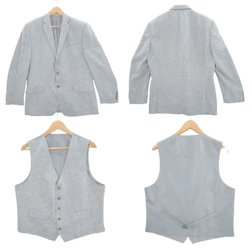 Michael By Michael Kors 42R Linen Blend Gray Sport Coat Vest Preppy Heritage